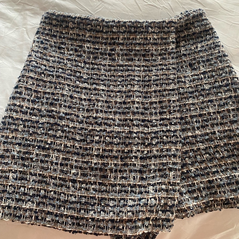 Zara Navy Tweed Skort NWT